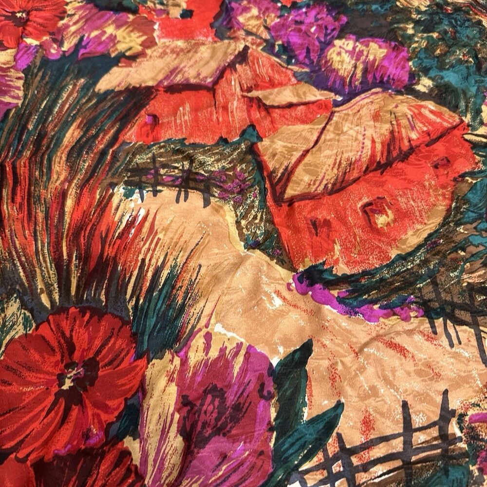 Gerard L.Y Paris Women’s Scarf Shawl Black Floral Scenic Square - Picture 4 of 6